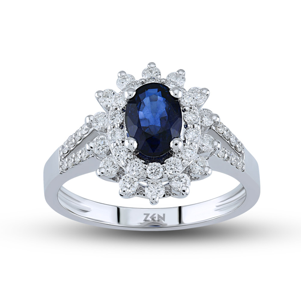 0,54ct Diamond Sapphire Ring