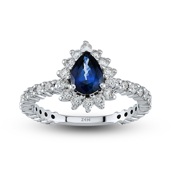 0,92ct Diamond Sapphire Ring