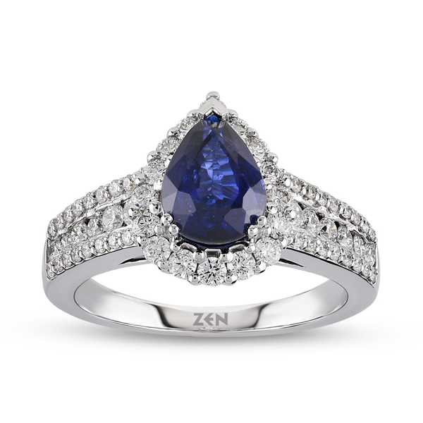 0,72ct Diamond Sapphire Ring
