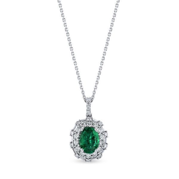 0,61ct Diamond Emerald Pendant