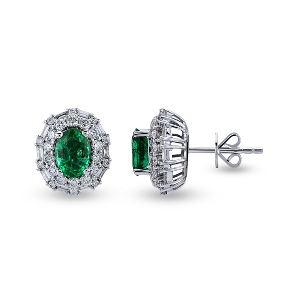 0,95ct Diamond Emerald Earrings