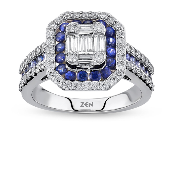 0,70ct Diamond Sapphire Ring