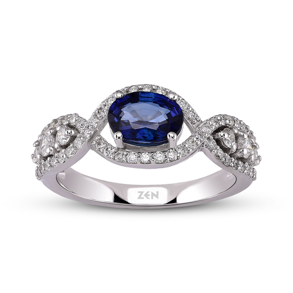 0,53ct Diamond Sapphire Ring