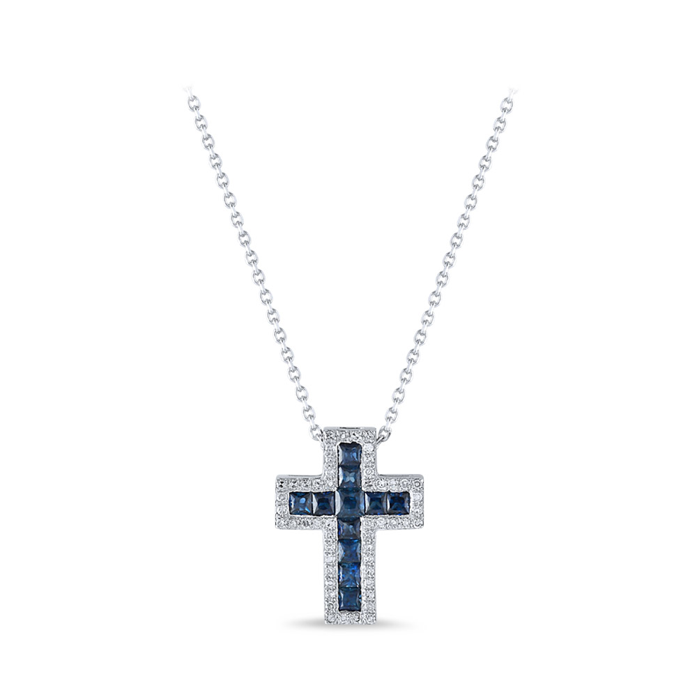 0,15ct Diamond Sapphire Cross Pendant