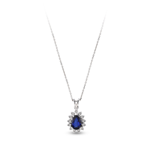 0,02ct Diamond Sapphire Pendant