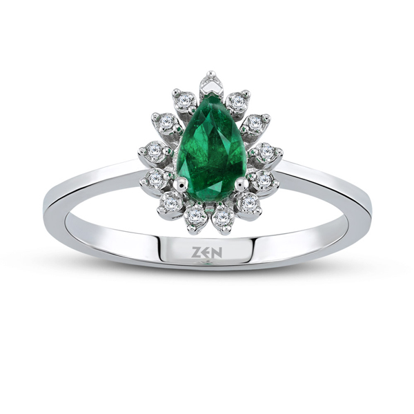 0,02ct Diamond Emerald Ring 