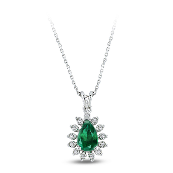 0,02ct Diamond Emerald Pendant