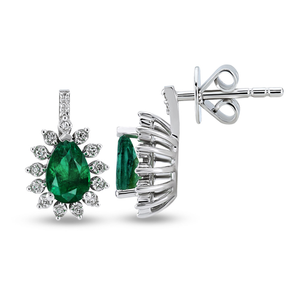 0,06ct Diamond Emerald Earrings