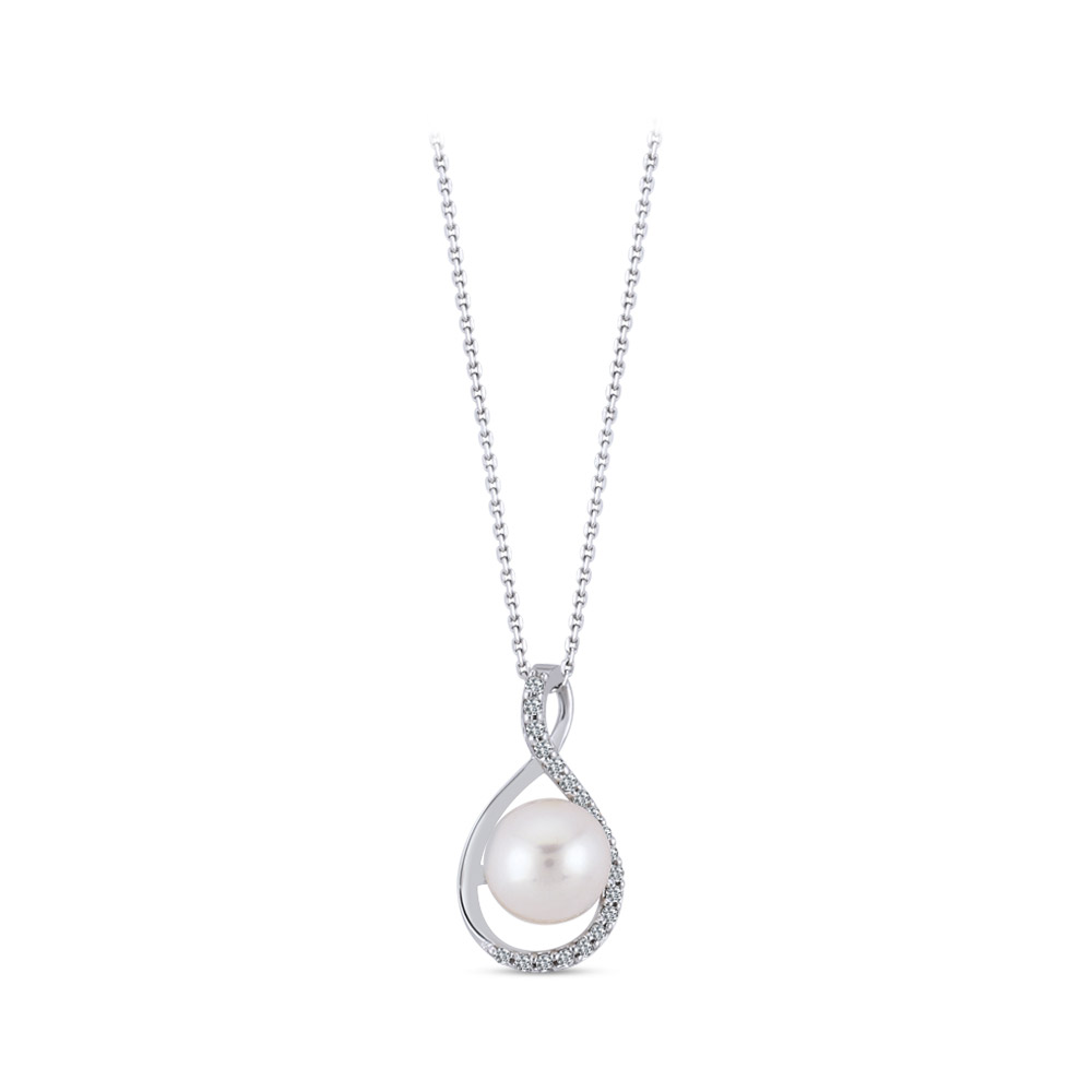 0,06ct Diamond White Pearl Pendant