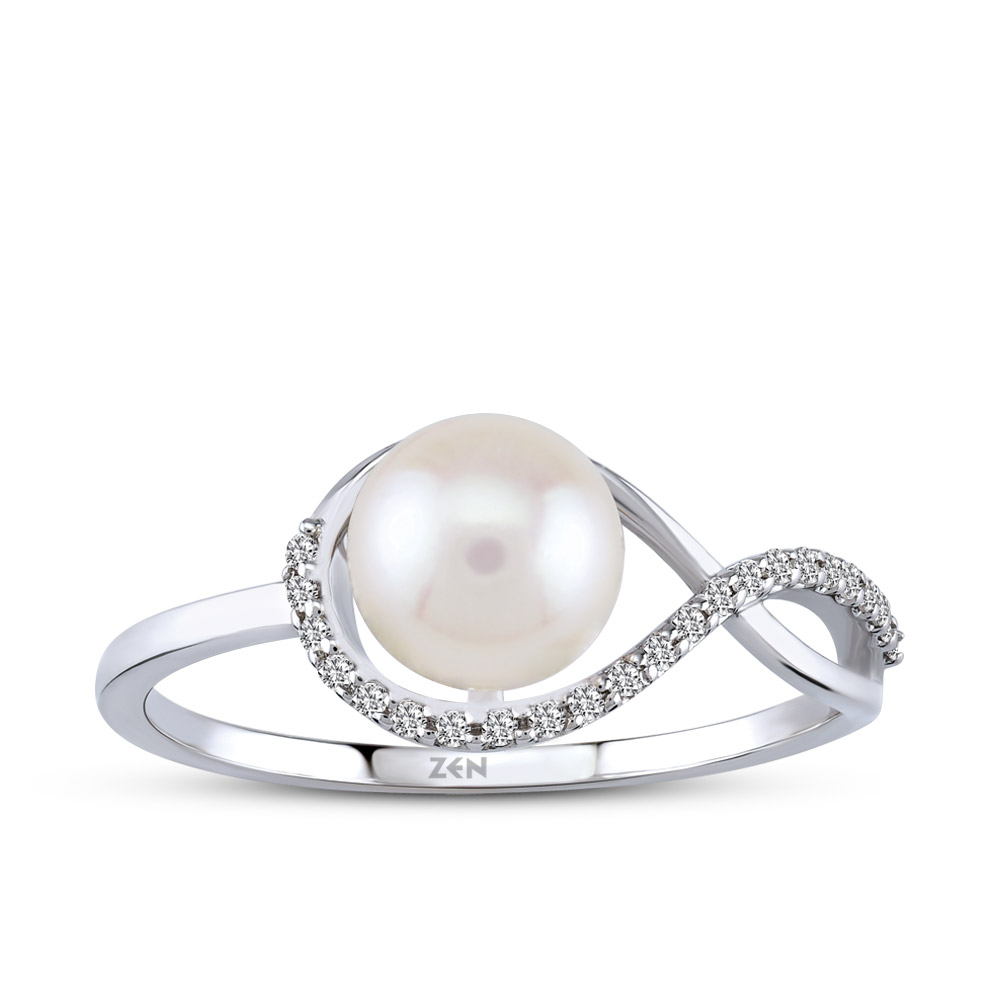 0,07ct Diamond White Pearl Ring