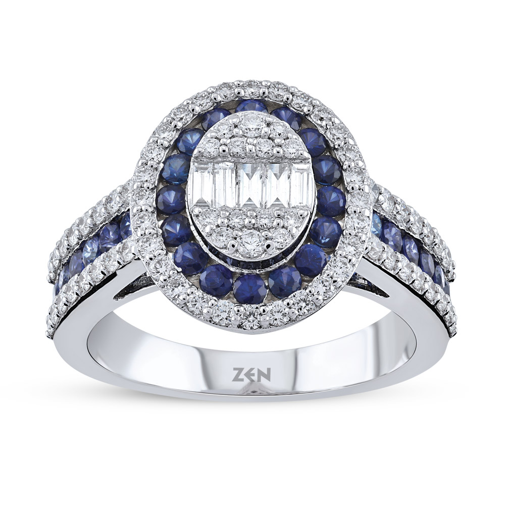 0,73ct Diamond Sapphire Ring